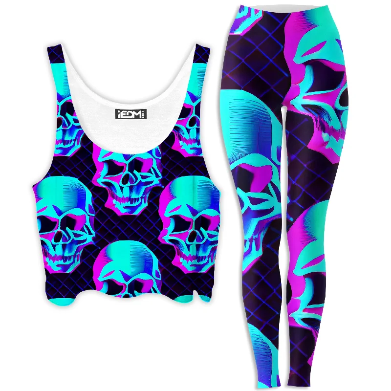 Night Trek Crop Top and Leggings Combo Handmade Hand-knitted Hand-woven