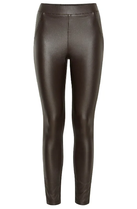 KIKO LEATHER LEGGING (BROWN) Fashionable Embroidered Detail Leggings
