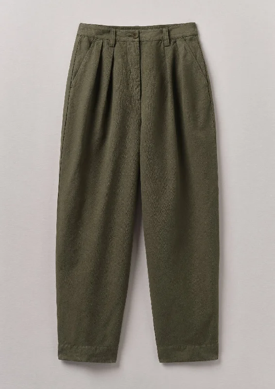 Cotton Linen Herringbone Trousers | Sap Green Trousers Formal Black