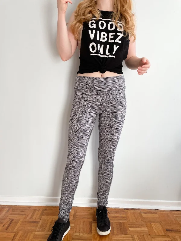 Infinite Grey Heathered Leggings - Large Comfortable Stretch Leggings