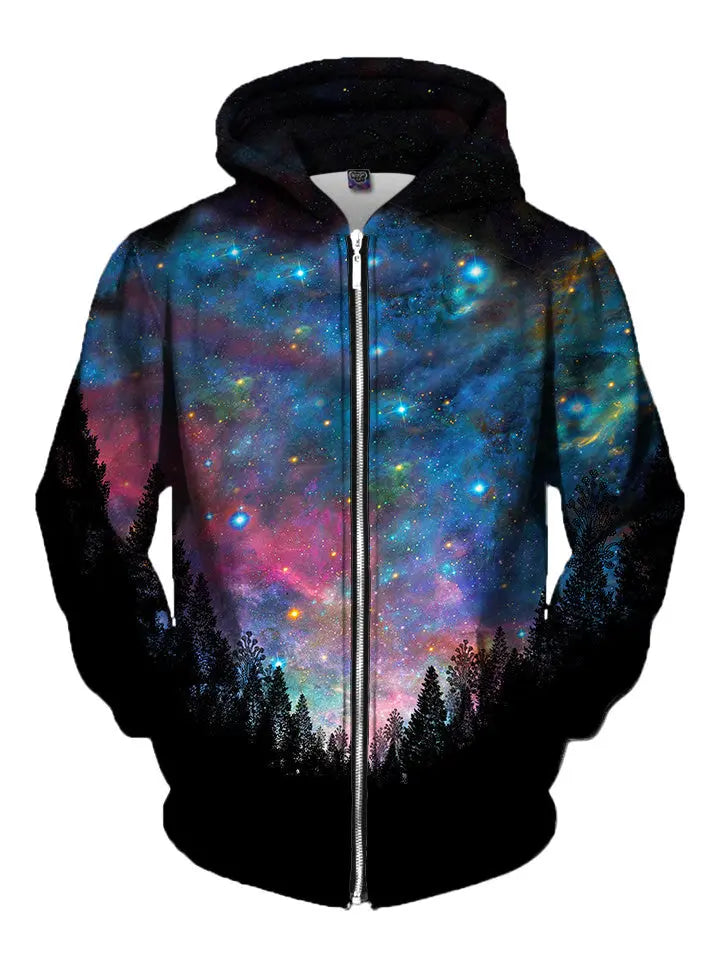 Galactic Valley Zip-Up Hoodie Hoodie with Mock Neck Collared Structured