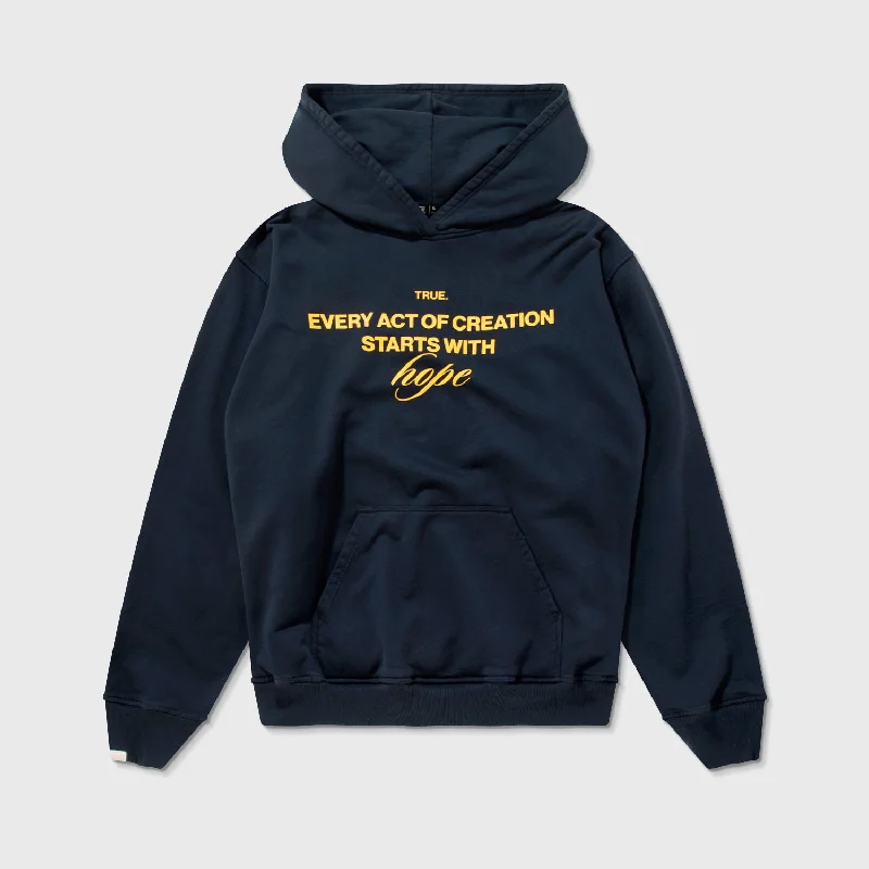 Hope Hoodie - Dark Blue Hoodie with Cropped Fit Short Trendy