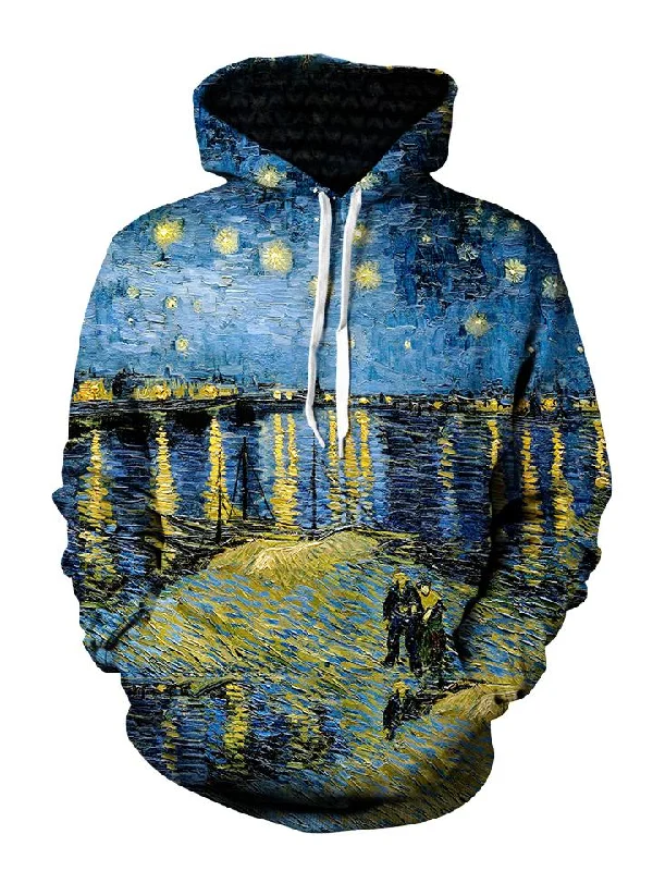 Starry Waters Van Gogh Inspired Pullover Hoodie Hoodie with Gradient Ombre Colorful