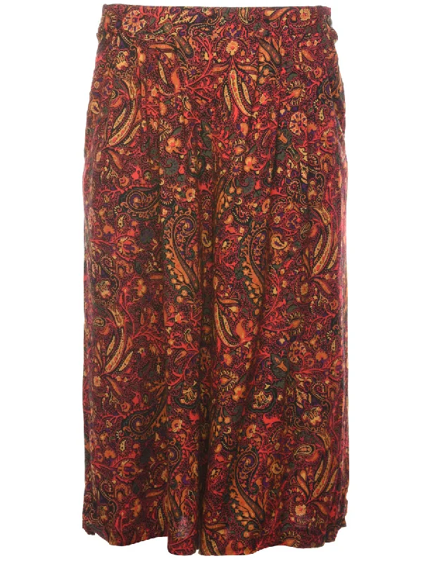 Multi-Colour Wide Leg Paisley Print Trousers - W27 L17 Trousers versatile all-occasion