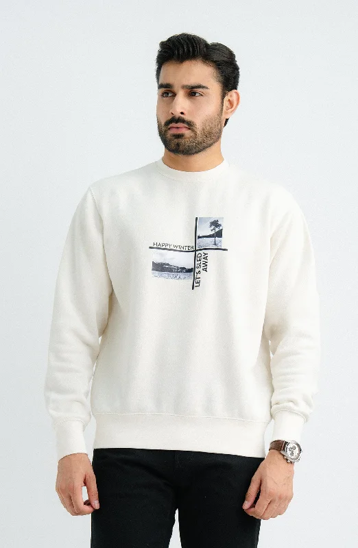 Burnout Sweatshirt - Cream Hoodie with Elastic Waist Stretchable Comfortable