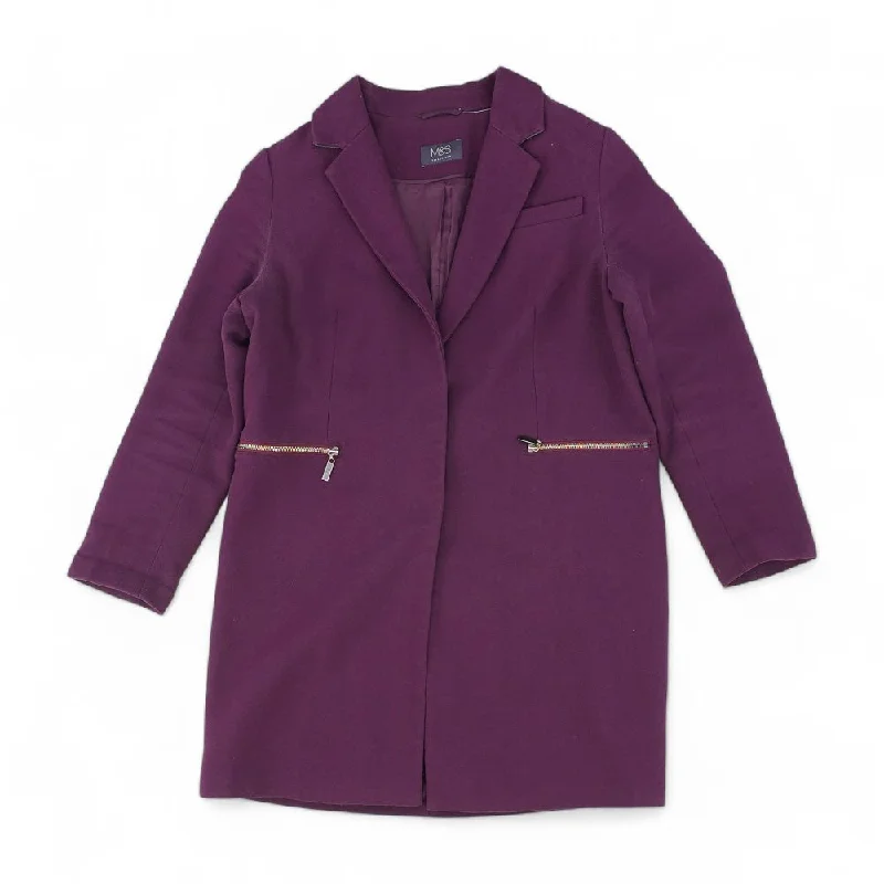 Purple Solid Coat Satin Silk Chiffon