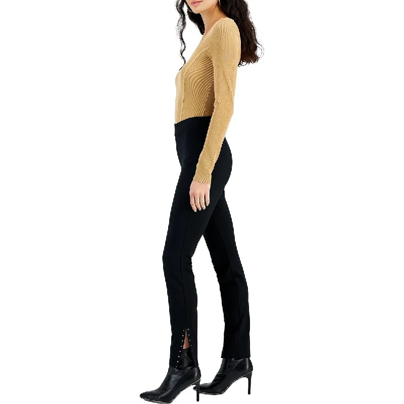 Bar III Womens Petites Solid Rayon Leggings Comfortable Slim Fit Leggings