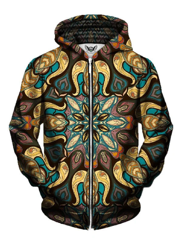Vintage Psychedelic Retro Mandala Zip-Up Hoodie Hoodie with Monochrome Minimalist Simple