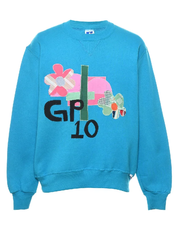 Floral Printed Sweatshirt - M Hoodie with Camouflage Military Edgy