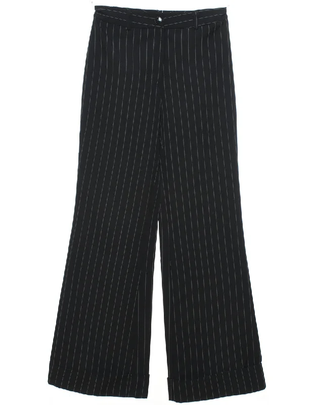 Pinstripes Black Trousers - W25 L31 Trousers Essential Wardrobe