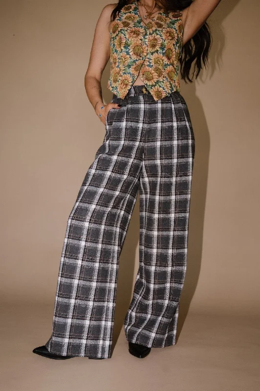 Honey Baby Sparkle Wide Leg Trousers in Grey Trousers Fall Fleece