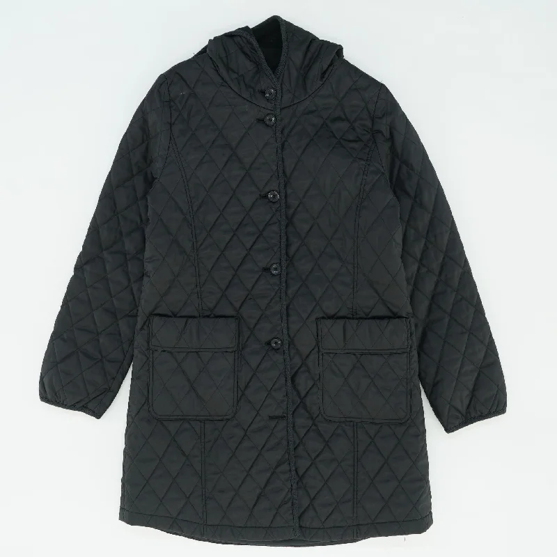 Black Puffer Coat Elasticated Drawstring Belted
