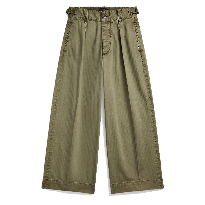 RRL by Ralph Lauren Womens Kyle Trouser Ankle Pleated New Olive Trousers Spring Floral