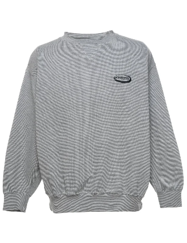 Grey Embroidered Sweatshirt - XL Hoodie with Double Zipper Versatile Adjustable