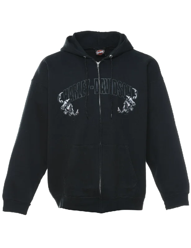 Harley Davidson Black Clasic Printed Hoodie - L Hooded Sweatshirt Casual Wear Street Style Harley Davidson Black Clasic Printed Hoodie - L Hooded Sweatshirt Casual Wear Street Style