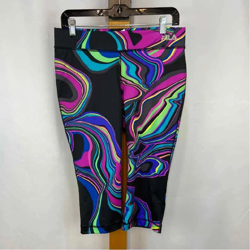 Fila Women's Size M Purple Swirls Leggings Fashionable Minimal Active Leggings