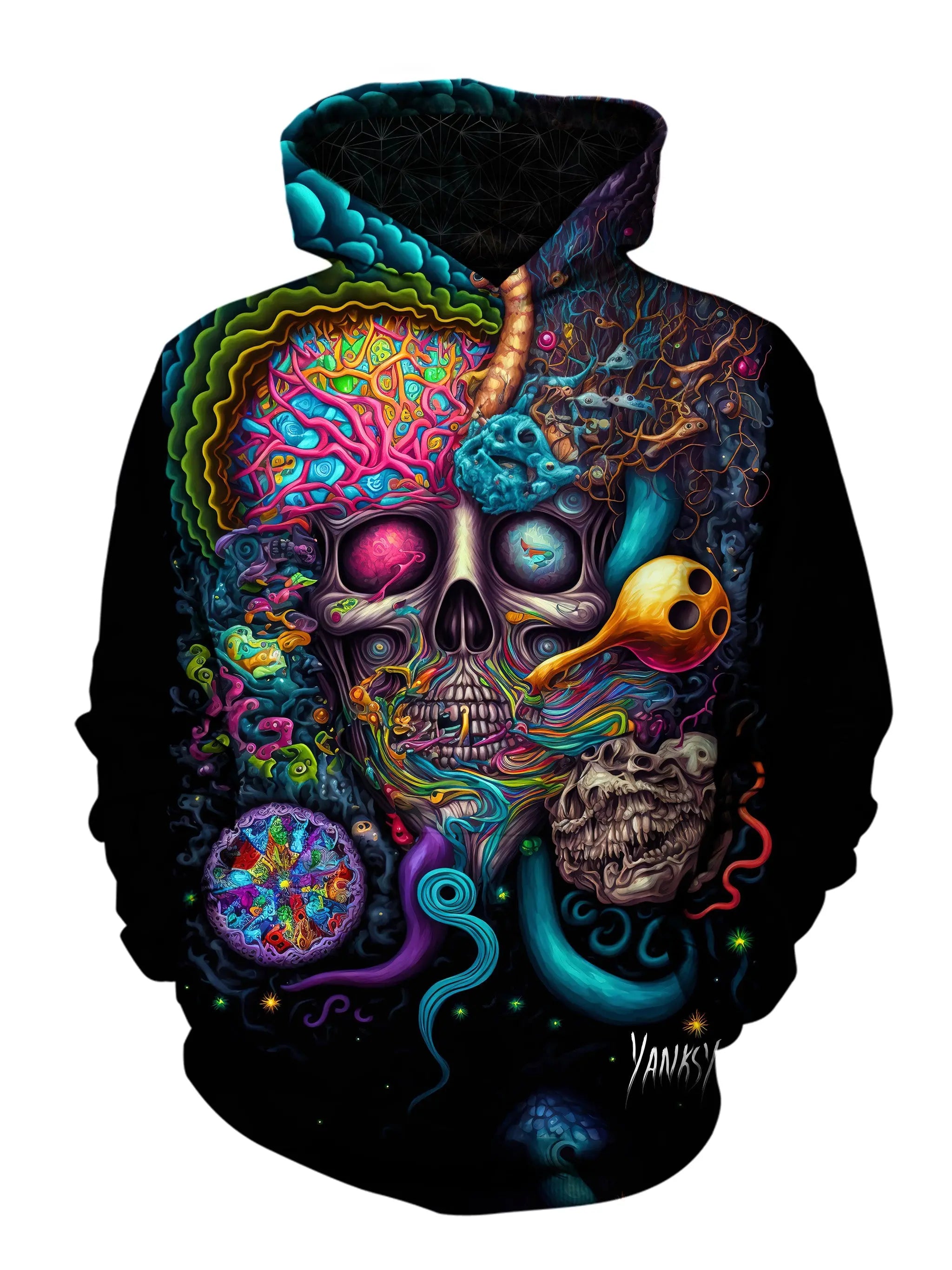 Warped Bubble Unisex Pullover Hoodie Hoodie with Double Zipper Versatile Adjustable