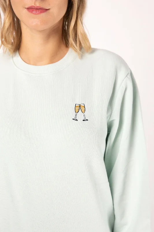 Sekt | Bestickter Bio-Baumwoll Frauen Pullover Slit Sleeve Stylish