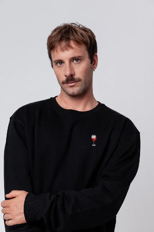 Glaserl Rotwein | Bestickter Bio-Baumwoll Unisex Pullover High Neck Pullover