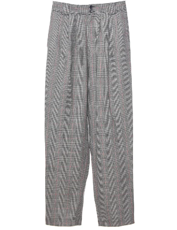 Wool Checked Pattern Trousers - W29 L31 Trousers Travel Practical