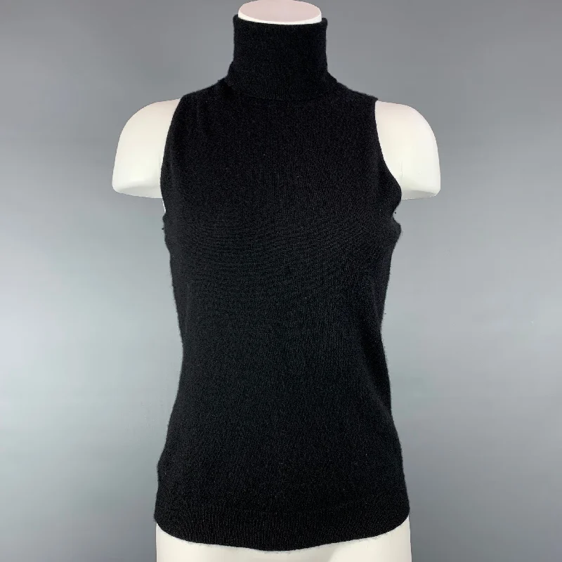 RALPH LAUREN Black Label Size L Black Cashmere / Polyester Turtleneck Pullover Cowl Neck Pullover