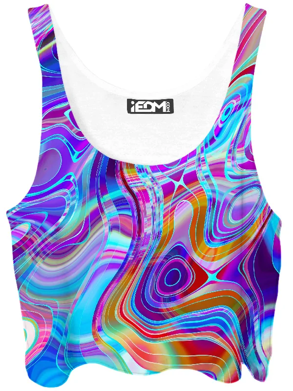 Aqua Realm Crop Top Fleece Nylon Spandex