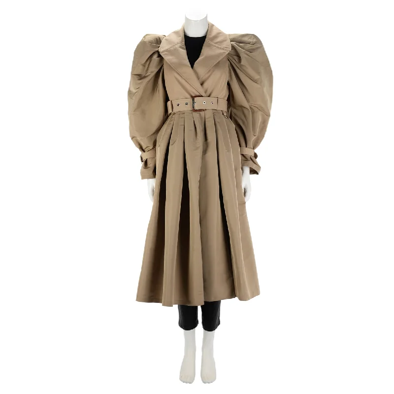Alexander McQueen Beige Cotton Twill Hybrid Exploded Trench Coat IT 40 Boat Shawl Notched