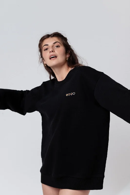 Quattro Espressi | Bestickter Bio-Baumwoll Frauen Pullover Bateau Neck Pullover