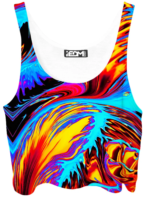 Phoenix Feather Crop Top Spandex Blend Rayon Blend Denim Blend