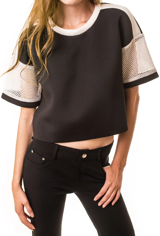Touchdown Neoprene Crop Top Fashionable Trendy Casual