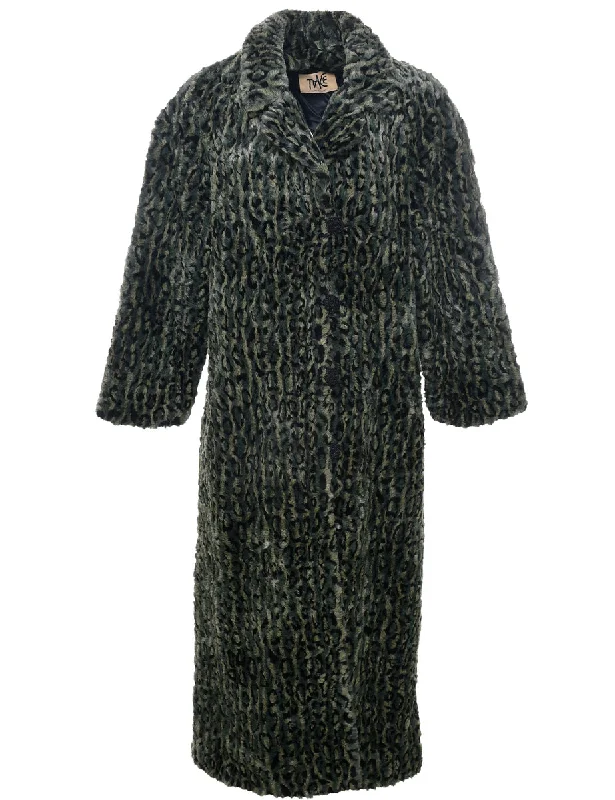 Leopard Print Faux Fur Coat - XL Stole Shawl Scarf