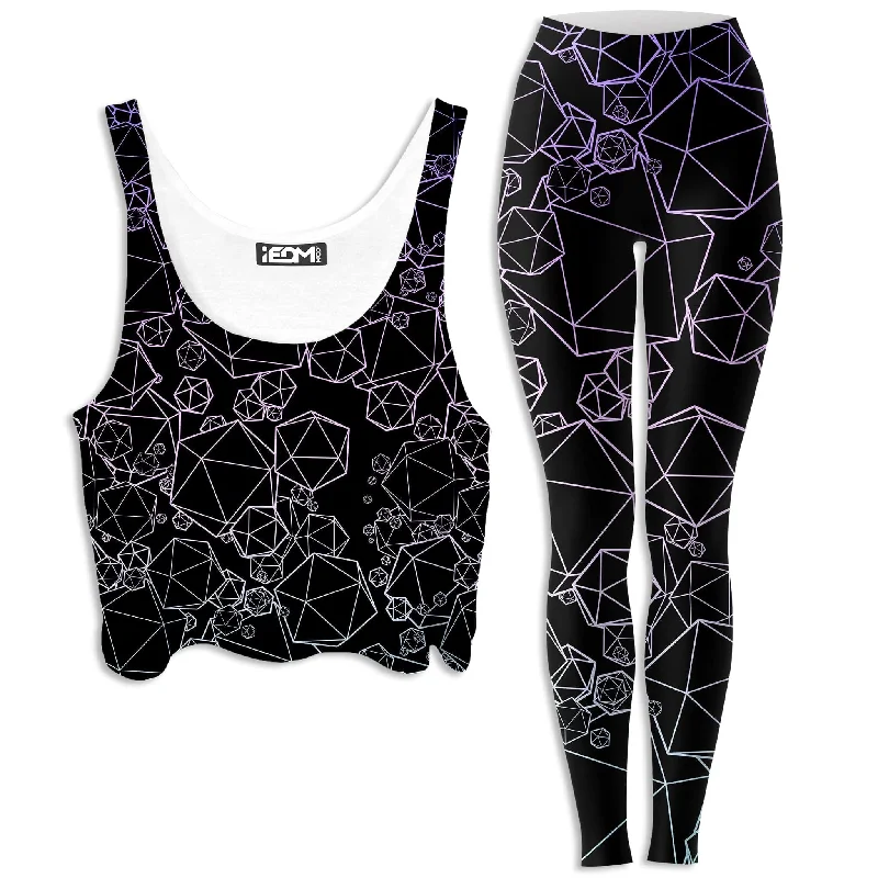 Icosahedron Madness Cold Crop Top and Leggings Combo Ribbed Crop Top High Neck Heavyweight