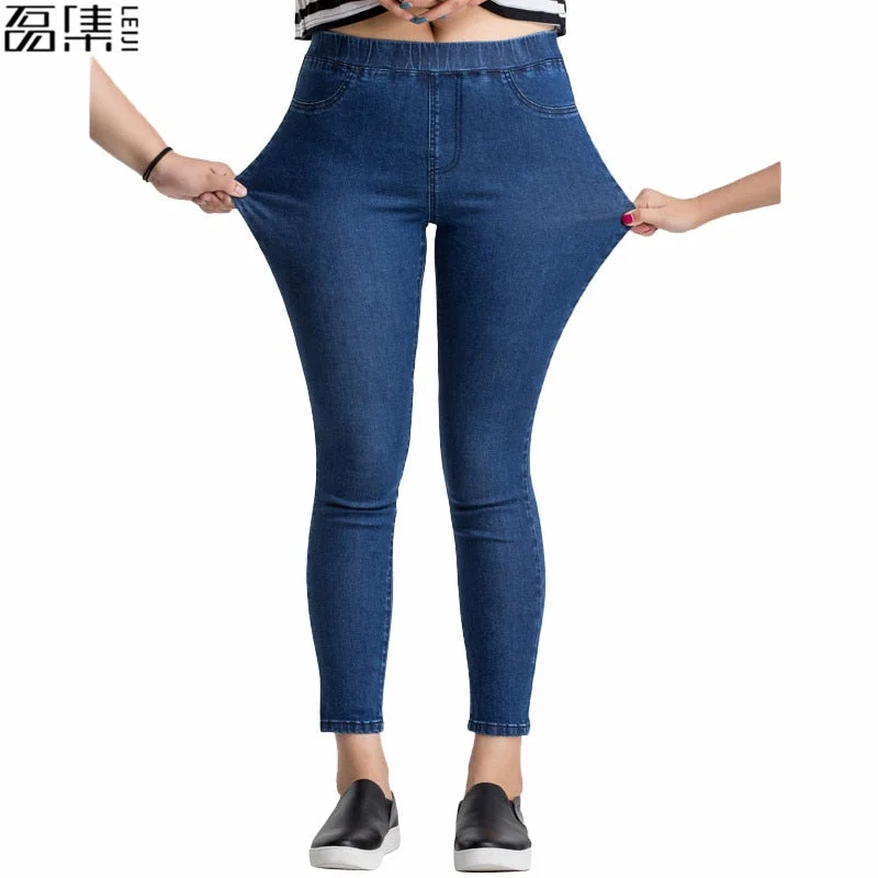 Women Jeans Plus Size Casual high waist summer Autumn Pant Slim Stretch Cotton Denim Trousers for woman Blue black 4xl 5xl 6xl Trousers luxurious high-end Women Jeans Plus Size Casual high waist summer Autumn Pant Slim Stretch Cotton Denim Trousers for woman Blue black 4xl 5xl 6xl Trousers luxurious high-end