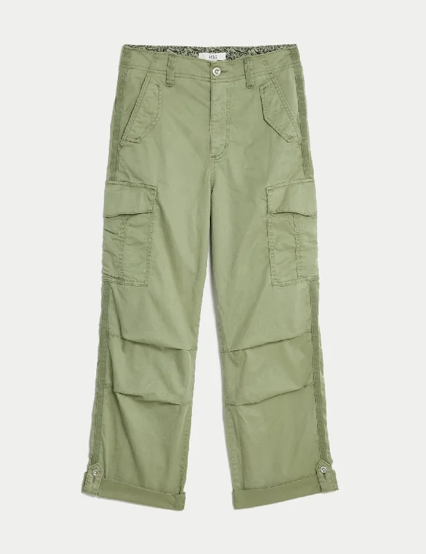 lyocell™ Rich Cargo Tea Dyed Cropped Trousers Trousers Running Lightweight