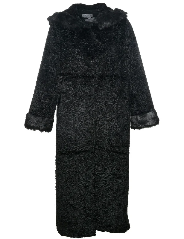 Black Faux Fur Coat - L Bomber Jacket Denim Jacket Leather Jacket