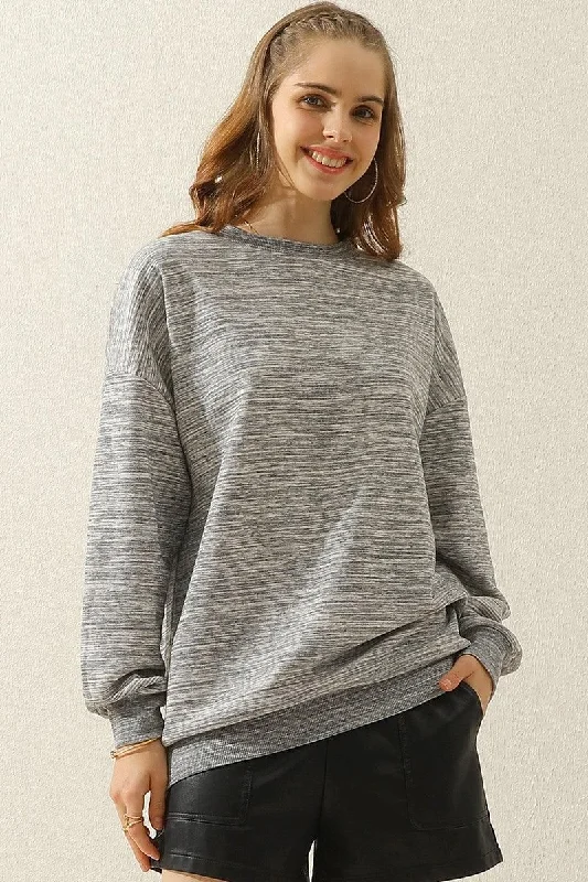 CREW NECK LONG SLEEVE PULLOVER TOPS SWEATSHIRT Long Sleeve Pullover