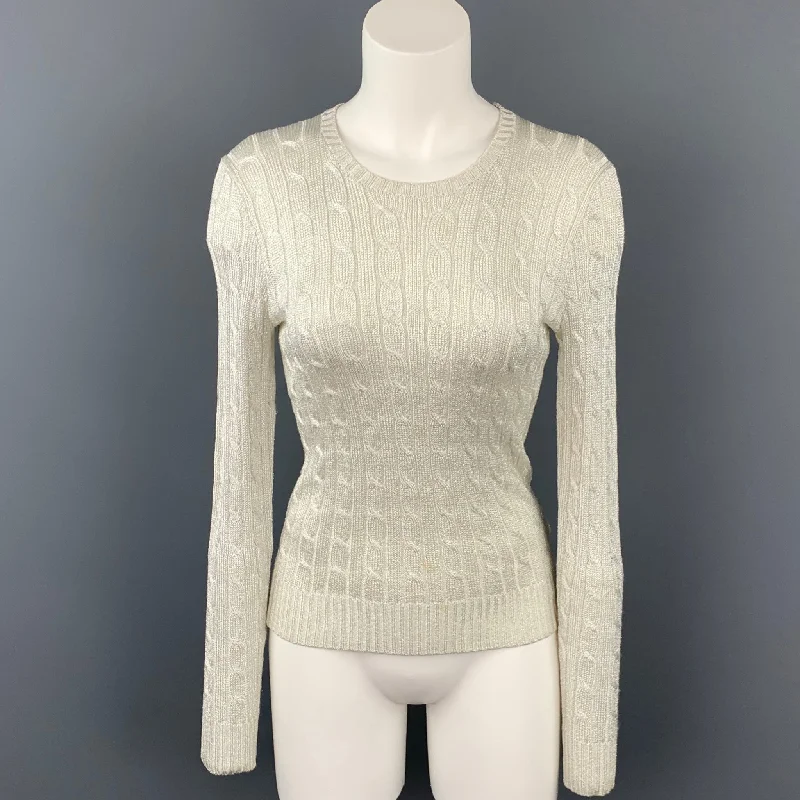 RALPH LAUREN Black Label Size M Silver Acetate Blend Pullover Over Sleeve Pullover