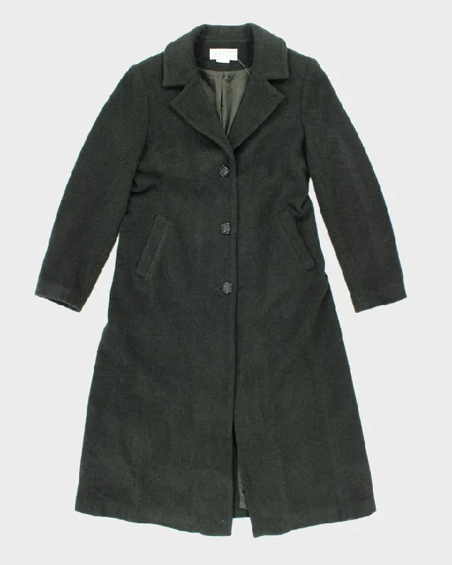 Vintage 90s Forest Green Wool Blend Coat - M Sequined Lace Ribbed