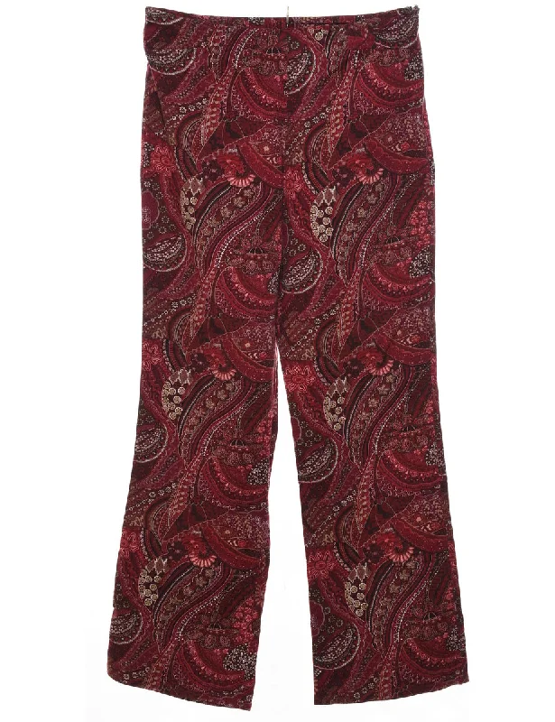 Paisley Pattern Trousers - W32 L30 Trousers Business Professional