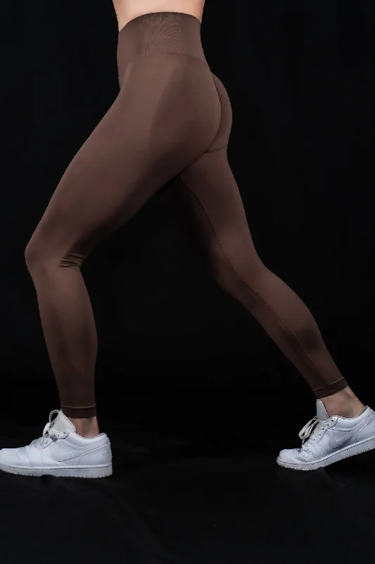 Pinnacle Scrunch Butt Legging - Brown Comfortable Athletic Tights
