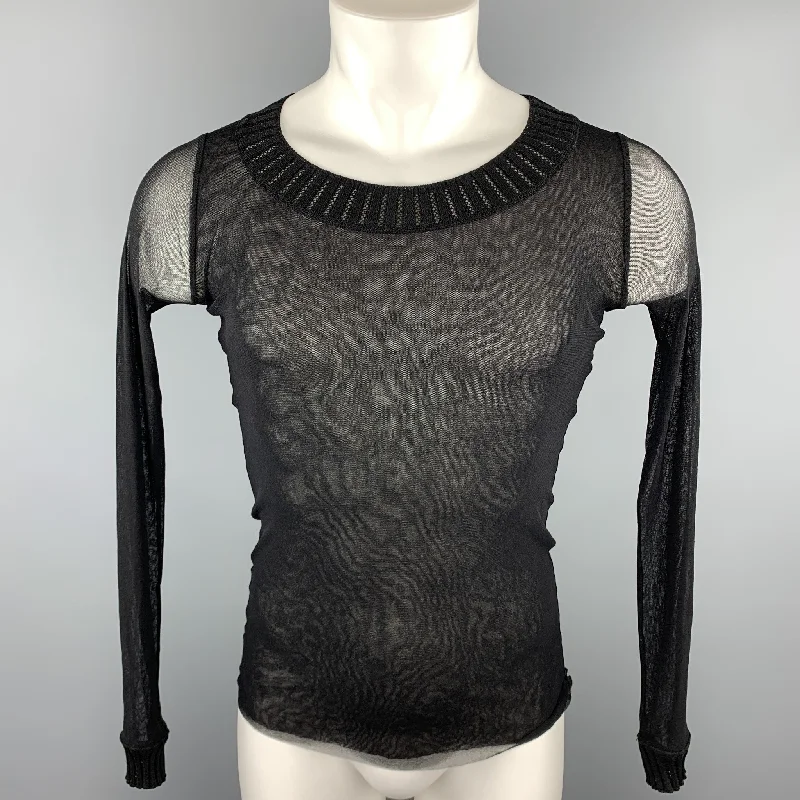 JEAN PAUL GAULTIER SOLEIL Size M Black Polimide Pullover Puff Sleeve Stylish