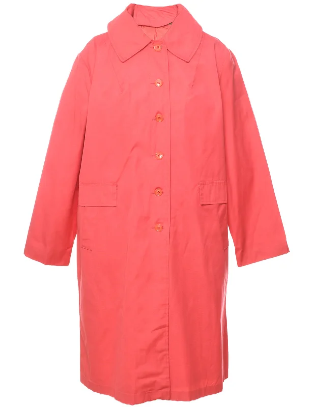 Single Breasted Salmon Pink Classic Trench Coat - L Jersey Tulle Batik