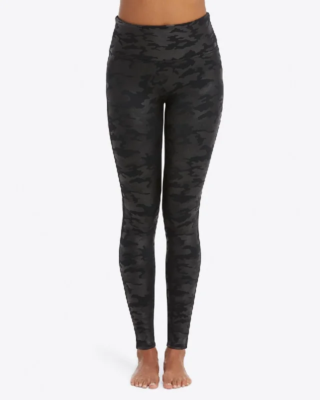 Faux Leather Leggings BlackCamo Trendy Seamless Sports Leggings