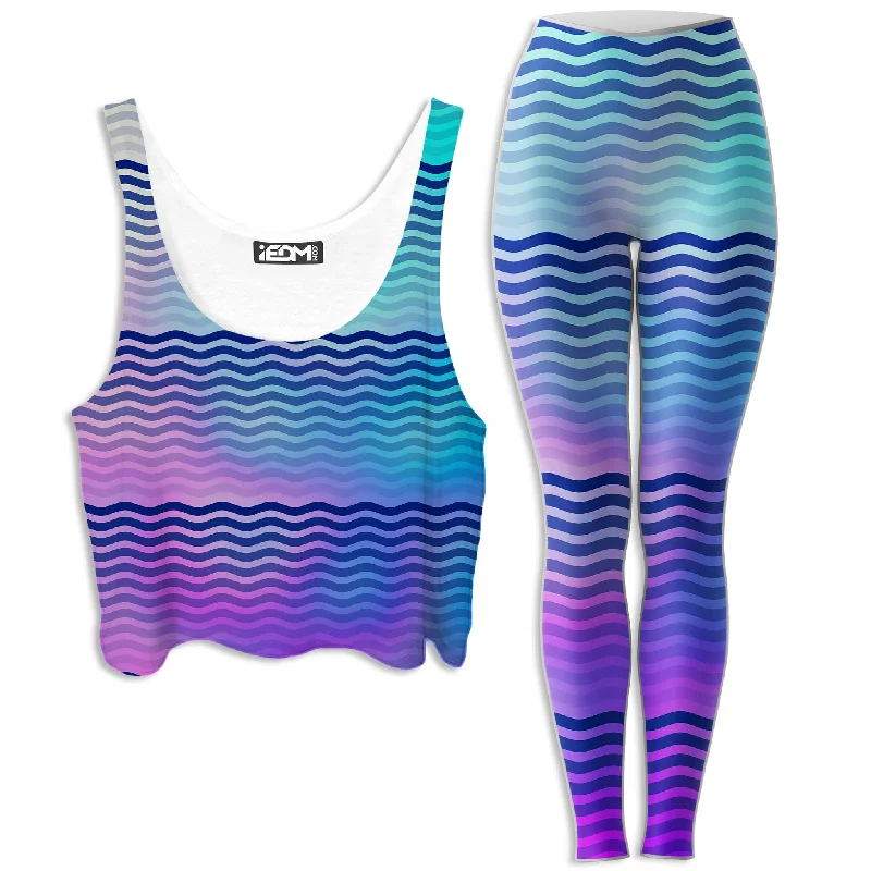 Beach Waves Crop Top and Leggings Combo Boxy Fit Fitted Loose