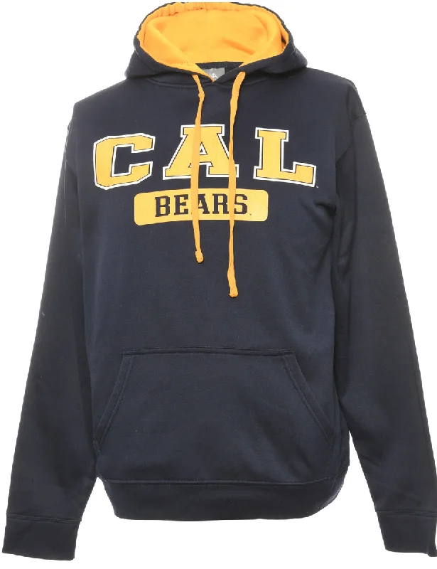 Football Navy Hooded Sports Sweatshirt - L Hoodie with Earth Tones Natural Calm
