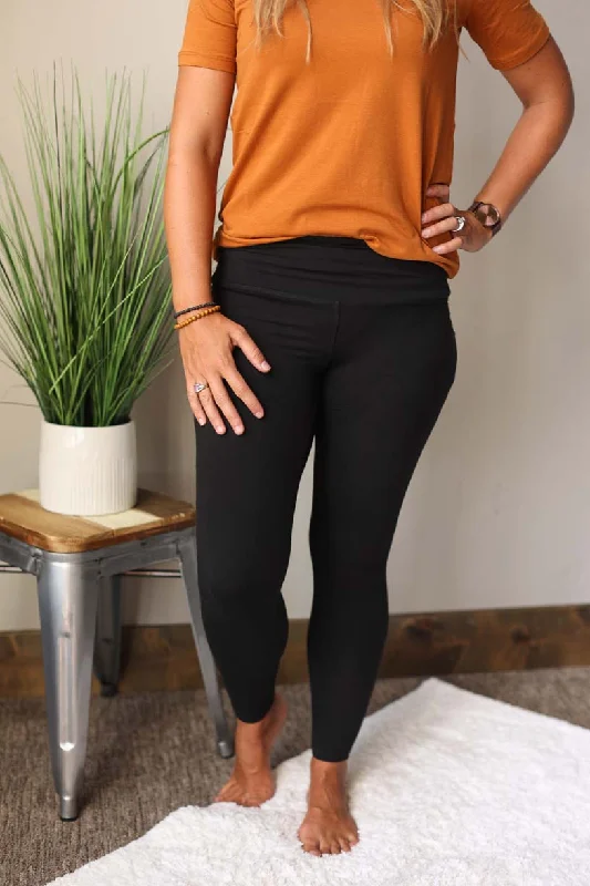 Black Microfiber Wide Waistband Leggings, S Trendy Sweat-Wicking Workout Leggings