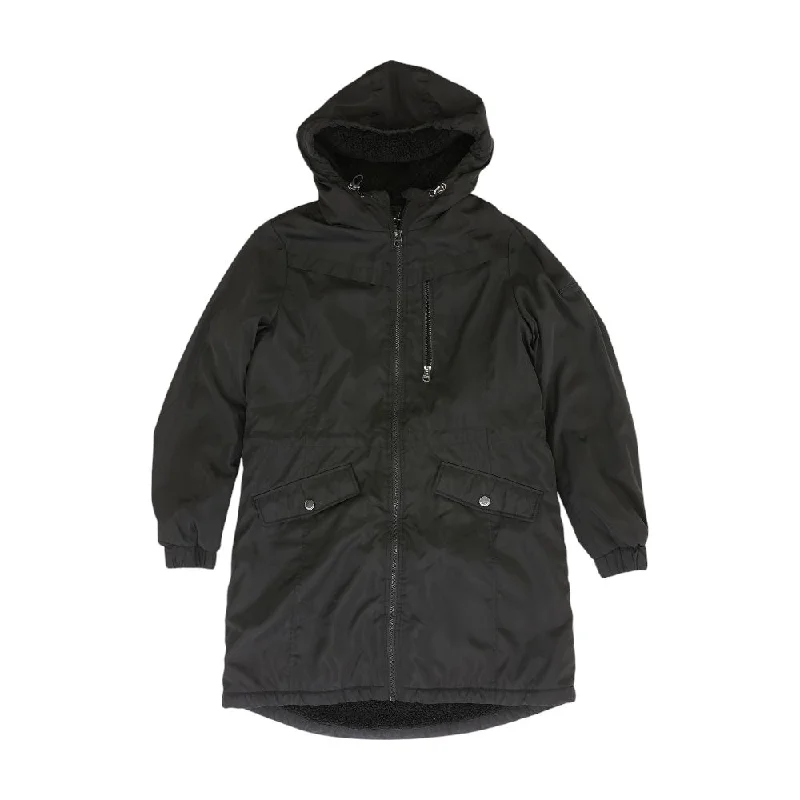 Black Solid Lightweight Coat Jersey Tulle Batik