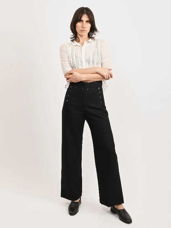 Black Riding Twill Sailor Trouser Trousers Floral Bohemian