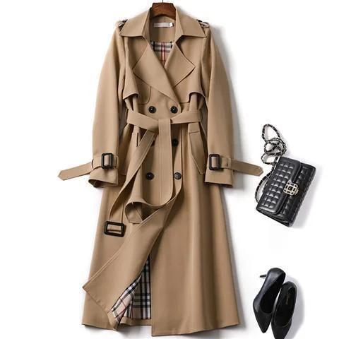 Spring Autumn Women Trench Solid England Style Long Sleeve Elegant Office Lady Coat Turn Down Collar Clothing Cotton Linen Terry Spring Autumn Women Trench Solid England Style Long Sleeve Elegant Office Lady Coat Turn Down Collar Clothing Cotton Linen Terry