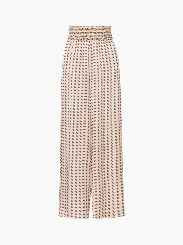 San Cipriano Silk Trousers | Ivory Wine Seeds Trousers chic fashionable